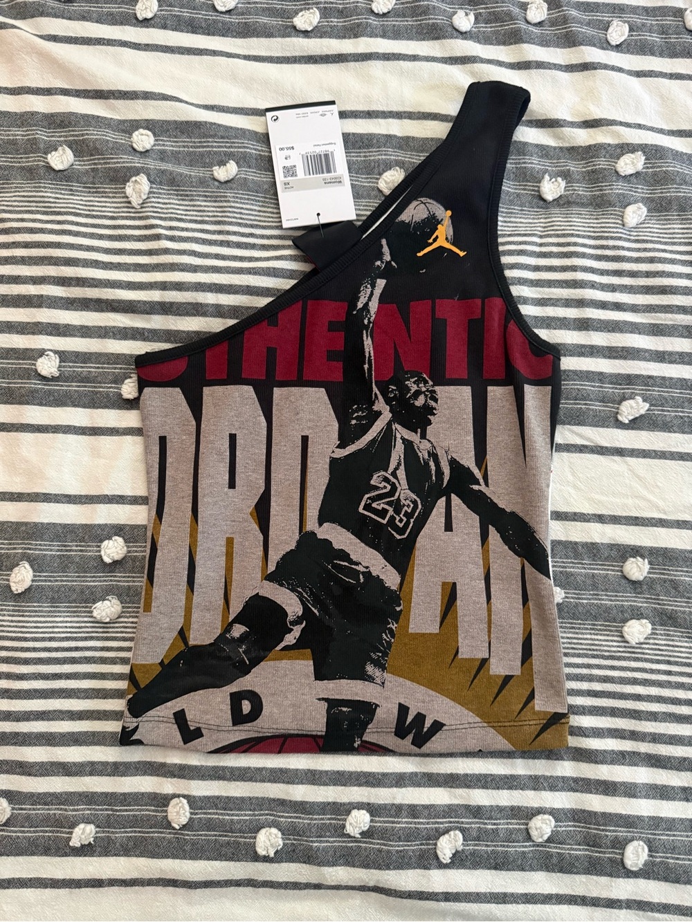 Nike Jordan flight One-Shoulder Graphic Tank Top Black/Red/Gold